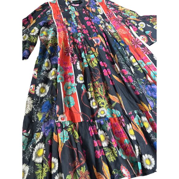 Cynthia Rowley Pleated Button Up Flutter Sleeve Dress Multi Size Medium Long - Picture 9 of 11